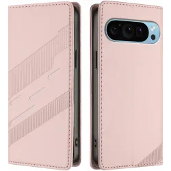 Coque portefeuille Phonesta Embossed Lines pour Google Pixel 9 / 9 Pro - Rose