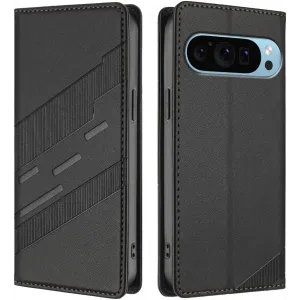 Coque portefeuille Phonesta Embossed Lines pour Google Pixel 9 / 9 Pro - Noir