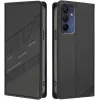 Coque portefeuille Phonesta Embossed Lines pour Samsung Galaxy A16 - Noir 0