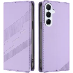 Coque portefeuille Phonesta Embossed Lines pour Samsung Galaxy A26 - Violet