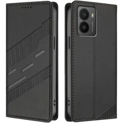 Coque portefeuille Phonesta Embossed Lines pour HMD Fusion/Fusion X1 - Noir
