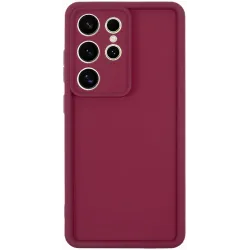 Coque arrière en silicone Phonesta Grooved pour Samsung Galaxy S25 Ultra - Rouge