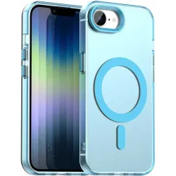 Coque arrière Phonesta HardFrost avec MagSafe pour Apple iPhone 17e/16e - Bleu mat