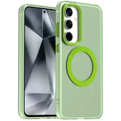 Coque arrière Phonesta HardFrost avec MagSafe pour Samsung Galaxy S25/S24 - Vert mat