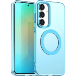 Coque arrière Phonesta HardFrost avec MagSafe pour Samsung Galaxy S25 FE - Bleu mat