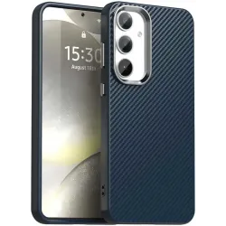 Coque arrière Phonesta IMD Carbon Fiber pour Samsung Galaxy S25 Plus/S24 Plus - Bleu foncé