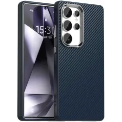 Coque arrière Phonesta IMD Carbon Fiber pour Samsung Galaxy S25 Ultra - Bleu foncé