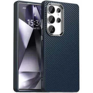 Coque arrière Phonesta IMD Carbon Fiber pour Samsung Galaxy S25 Ultra - Bleu foncé