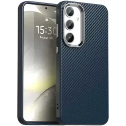 Coque arrière Phonesta IMD Carbon Fiber pour Samsung Galaxy S25/S24 - Bleu foncé