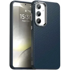Coque arrière Phonesta IMD Carbon Fiber pour Samsung Galaxy S25/S24 - Bleu foncé