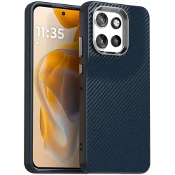 Coque arrière Phonesta IMD Carbon Fiber pour Motorola Edge 60 Neo/Edge 50 Neo / ThinkPhone 25 - Bleu foncé