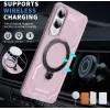 Coque arrière Phonesta IronLock anneau et MagSafe pour Samsung Galaxy S25 Edge - Rose 2