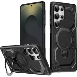 Coque arrière Phonesta IronLock anneau et MagSafe pour Samsung Galaxy S25 Ultra - Noir