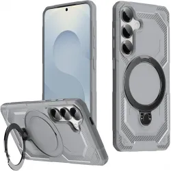 Coque arrière Phonesta IronLock anneau et MagSafe pour Samsung Galaxy S25/S24 - Gris