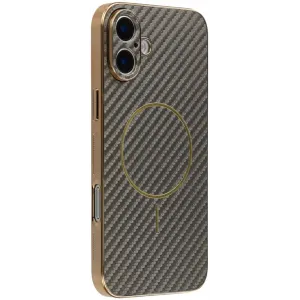 Coque arrière Phonesta Luxury Carbon Fiber avec MagSafe pour Apple iPhone 17 - Marron