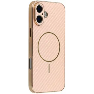 Coque arrière Phonesta Luxury Carbon Fiber avec MagSafe pour Apple iPhone 17 - Rose