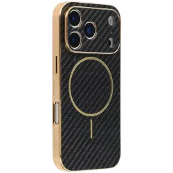 Coque arrière Phonesta Luxury Carbon Fiber avec MagSafe pour Apple iPhone 17 Pro - Noir