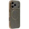 Coque arrière Phonesta Luxury Carbon Fiber avec MagSafe pour Apple iPhone 17 Pro Max - Marron