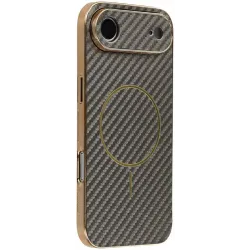 Coque arrière Phonesta Luxury Carbon Fiber avec MagSafe pour Apple iPhone Air - Marron