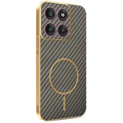 Coque arrière Phonesta Luxury Carbon Fiber avec MagSafe pour Motorola Edge 60 Pro - Marron