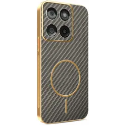 Coque arrière Phonesta Luxury Carbon Fiber avec MagSafe pour Motorola Edge 60 / Edge 60 Fusion - Marron