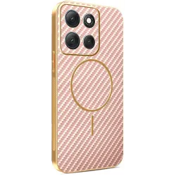 Coque arrière Phonesta Luxury Carbon Fiber avec MagSafe pour Motorola Moto G86 Power - Rose