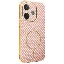 Coque arrière Phonesta Luxury Carbon Fiber avec MagSafe pour Oppo A5 Pro - Rose