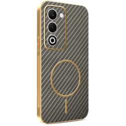 Coque arrière Phonesta Luxury Carbon Fiber avec MagSafe pour Oppo A5/A5m - Marron