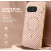 Coque arrière Phonesta Luxury Carbon Fiber avec MagSafe pour Google Pixel 10 - Rose 1