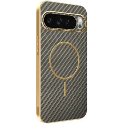 Coque arrière Phonesta Luxury Carbon Fiber avec MagSafe pour Google Pixel 10 Pro - Marron