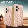 Coque arrière Phonesta Luxury Carbon Fiber avec MagSafe pour HONOR 400 - Rose 3
