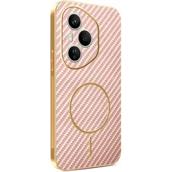 Coque arrière Phonesta Luxury Carbon Fiber avec MagSafe pour HONOR 400 Pro - Rose