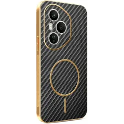 Coque arrière Phonesta Luxury Carbon Fiber avec MagSafe pour HONOR 400 Pro - Noir