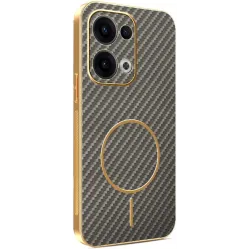 Coque arrière Phonesta Luxury Carbon Fiber avec MagSafe pour Oppo Reno13 - Marron