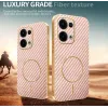 Coque arrière Phonesta Luxury Carbon Fiber avec MagSafe pour Oppo Reno13 - Rose 3