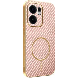 Coque arrière Phonesta Luxury Carbon Fiber avec MagSafe pour Oppo Reno13 F 4G/5G / Reno13 FS 5G - Rose