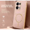 Coque arrière Phonesta Luxury Carbon Fiber avec MagSafe pour Oppo Reno13 Pro - Rose 1