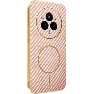 Coque arrière Phonesta Luxury Carbon Fiber avec MagSafe pour Realme 14 Pro - Rose