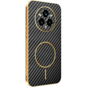 Coque arrière Phonesta Luxury Carbon Fiber avec MagSafe pour Realme 14 Pro Plus - Noir