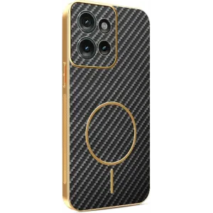 Coque arrière Phonesta Luxury Carbon Fiber avec MagSafe pour Motorola Edge 50 - Noir