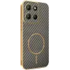 Coque arrière Phonesta Luxury Carbon Fiber avec MagSafe pour Motorola Moto G17/G17 Power/G15/G15 Power - Marron