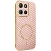 Coque arrière Phonesta Luxury Carbon Fiber avec MagSafe pour Motorola Moto G17/G17 Power/G15/G15 Power - Rose