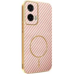 Coque arrière Phonesta Luxury Carbon Fiber avec MagSafe pour Motorola Moto G35 - Rose