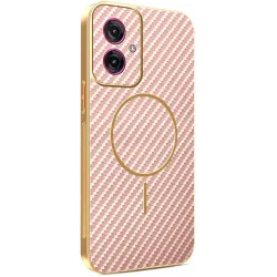 Coque arrière Phonesta Luxury Carbon Fiber avec MagSafe pour Motorola Moto G55 - Rose