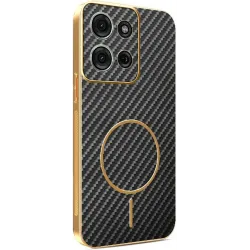 Coque arrière Phonesta Luxury Carbon Fiber avec MagSafe pour Motorola Moto G75 - Noir