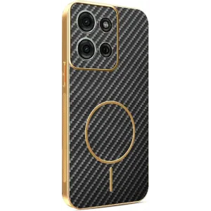 Coque arrière Phonesta Luxury Carbon Fiber avec MagSafe pour Motorola Moto G75 - Noir
