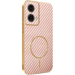 Coque arrière Phonesta Luxury Carbon Fiber avec MagSafe pour Motorola Moto G85 - Rose