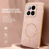 Coque arrière Phonesta Luxury Carbon Fiber avec MagSafe pour Xiaomi 15 - Rose 2