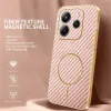 Coque arrière Phonesta Luxury Carbon Fiber avec MagSafe pour Xiaomi Redmi Note 14 5G - Rose 2