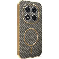 Coque arrière Phonesta Luxury Carbon Fiber avec MagSafe pour Xiaomi Redmi Note 14 Pro 5G / Xiaomi Poco X7 - Marron
